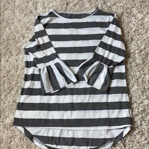 Gray and white stripe tickled teal top!